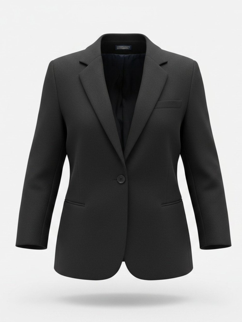 LANDS' END | Petite Black Wool Cashmere Blazer One Button Tailored Jacket | 14